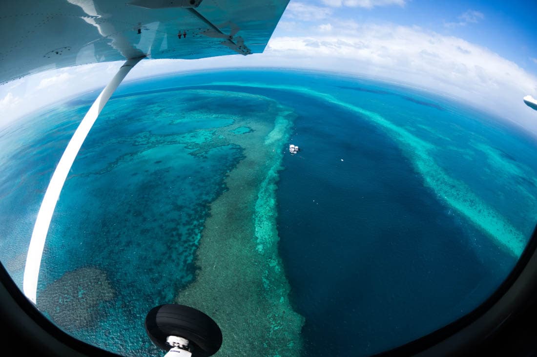 Vue aérienne de la Grande Barrière de Corail, Queensland, Australie