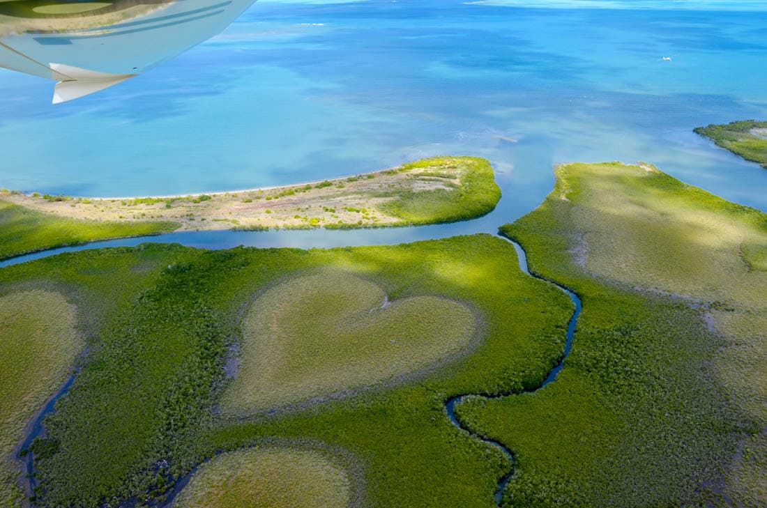 Le cœur de Voh, formation naturelle de mangrove vue depuis les airs, Nouvelle-Calédonie